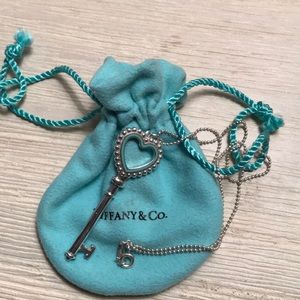 AUTHENTIC Tiffany & Co Blue Heart Key Necklace